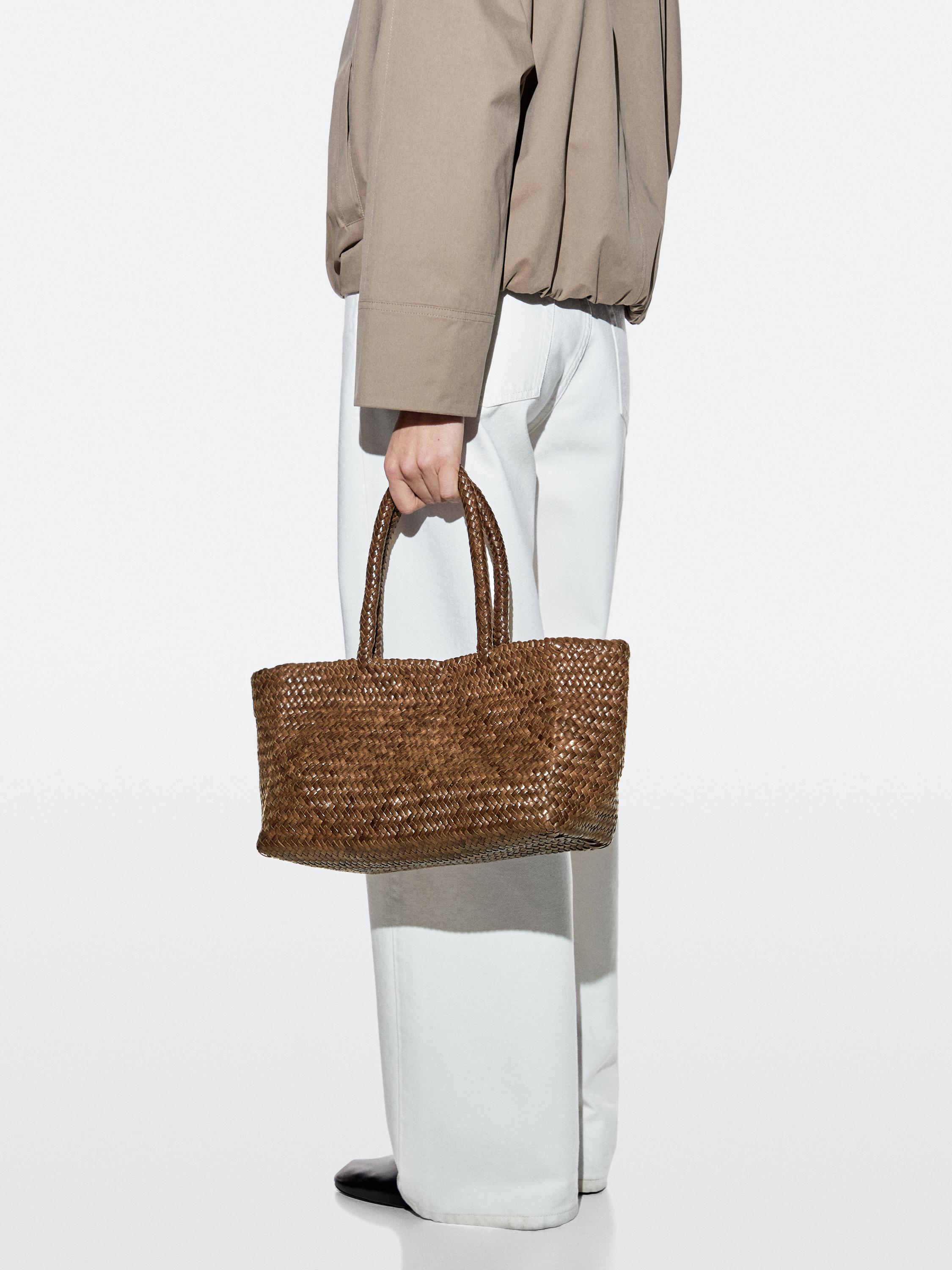 Tote bag tressé en cuir nappa